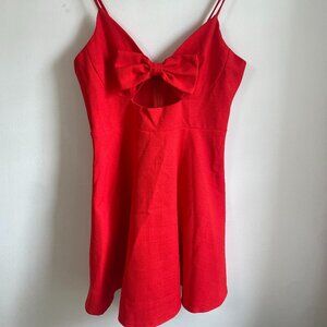 Lulu's Bright Red Dress Mini with keyhole, zip back and adjustable straps
